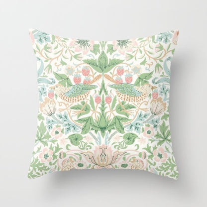 William Morris Strawberry Thief Cochineal Willow Throw Pillow Gallery Image 5