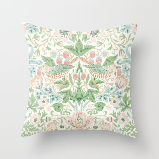 William Morris Strawberry Thief Cochineal Willow Throw Pillow Gallery Image 2
