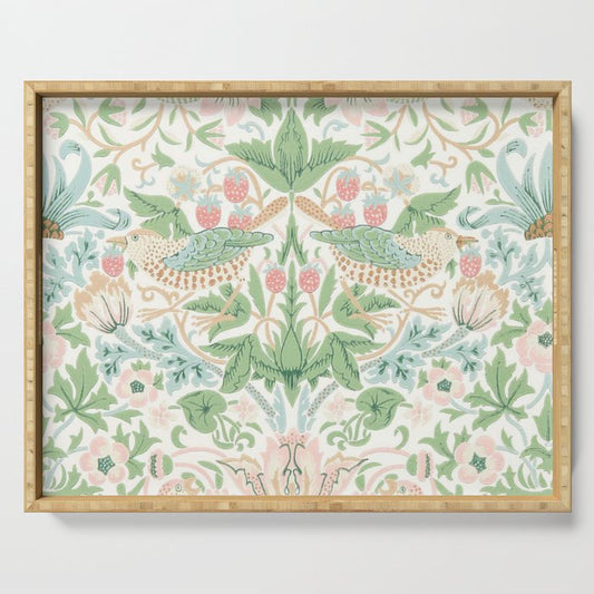 William Morris Strawberry Thief Cochineal Willow Serving Tray Gallery Image 1