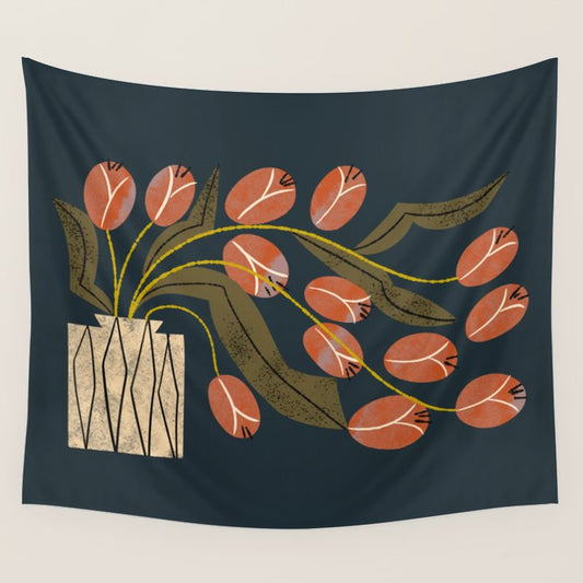 Spilling Red Tulips Wall Tapestry Gallery Image 2