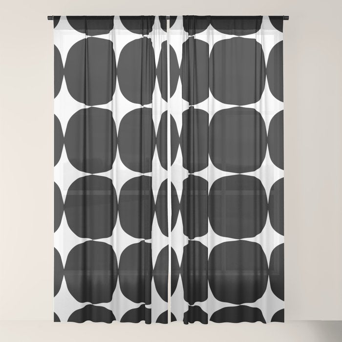 Retro '50s Shapes in Black and White Window Curtain Gallery Image 18