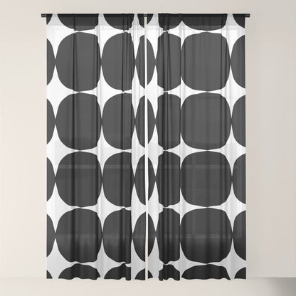 Retro '50s Shapes in Black and White Window Curtain Gallery Image 18
