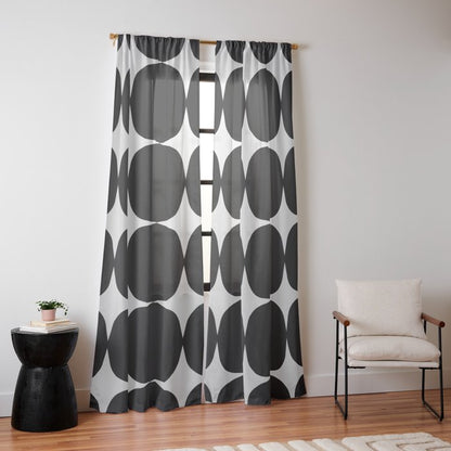 Retro '50s Shapes in Black and White Window Curtain Gallery Image 10