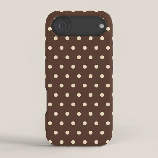 Vintage polka dots baroque brown & cream iPhone Case Gallery Image 2