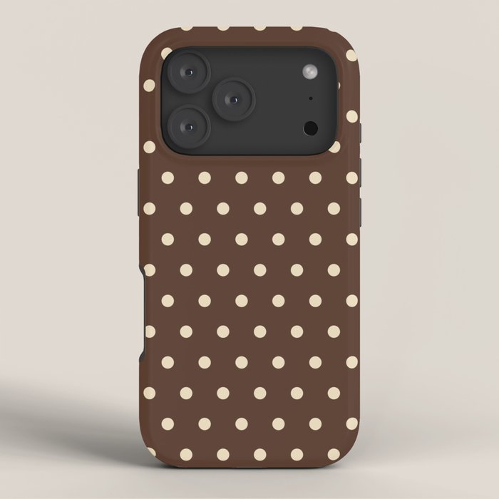 Vintage polka dots baroque brown & cream iPhone Case Gallery Image 3