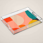 geometry shape mid century organic blush curry teal Acrylic Tray Gallery Image 1