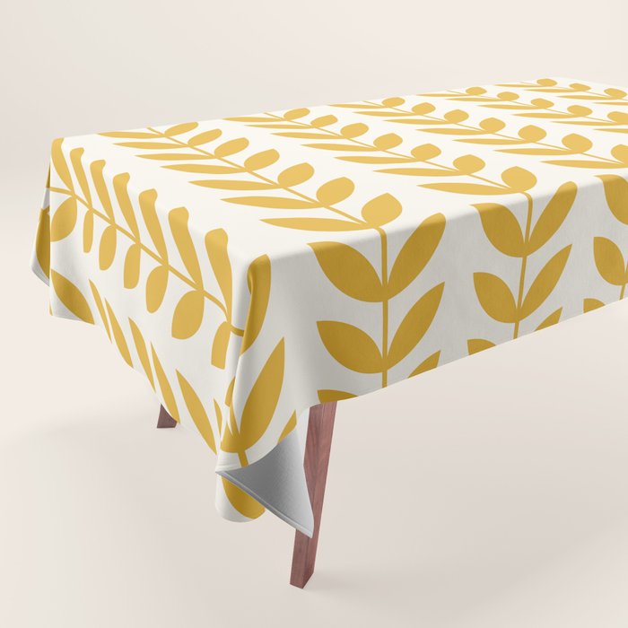 Scandinavian Mid Century Pattern Yellow Tablecloth Gallery Image 1