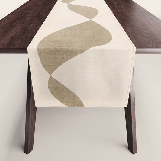 Neutral Soft Tones Modern Lines Artworks Table Runner Gallery Image 1