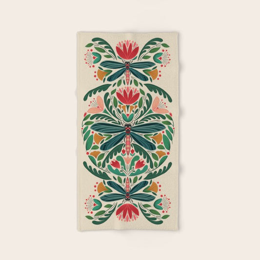Dragonfly Folk Design Bath Towel Gallery Image 2
