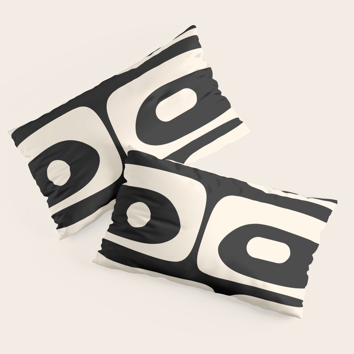 Mid Century Modern Piquet Abstract Pattern in Black and Almond Cream Pillow Sham Gallery Image 2