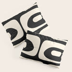 Mid Century Modern Piquet Abstract Pattern in Black and Almond Cream Pillow Sham Gallery Image 1
