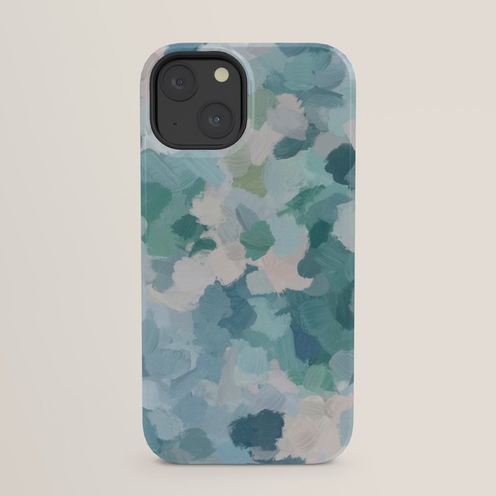 Flowers in the Wind II - Mint Green Sky Blue Teal Blush Pink Abstract Nature Nature Painting Art iPhone Case Gallery Image 21