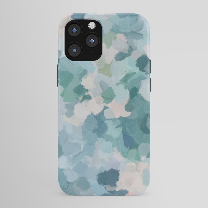 Flowers in the Wind II - Mint Green Sky Blue Teal Blush Pink Abstract Nature Nature Painting Art iPhone Case Gallery Image 43