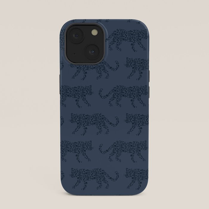 Leopard Parade - Dark Navy on Denim Blue iPhone Case Gallery Image 33