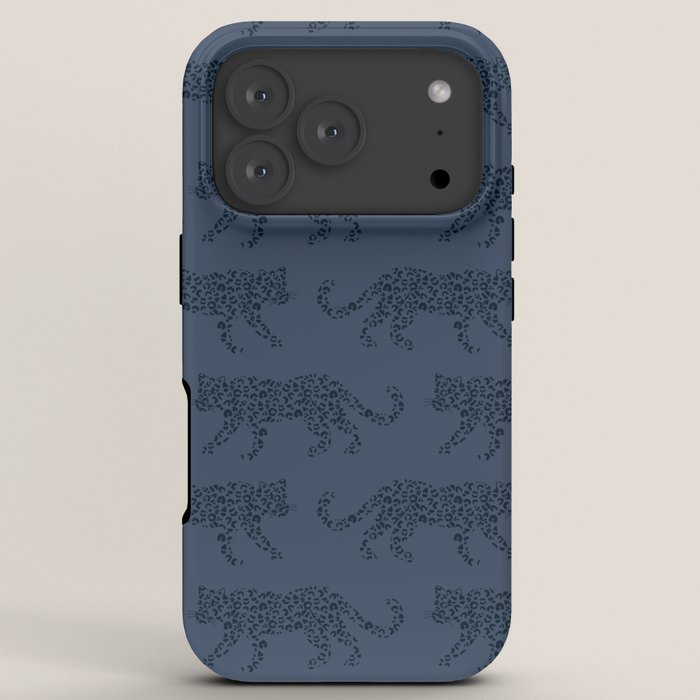 Leopard Parade - Dark Navy on Denim Blue iPhone Case Gallery Image 7
