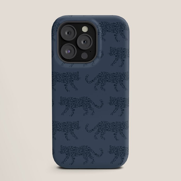 Leopard Parade - Dark Navy on Denim Blue iPhone Case Gallery Image 19
