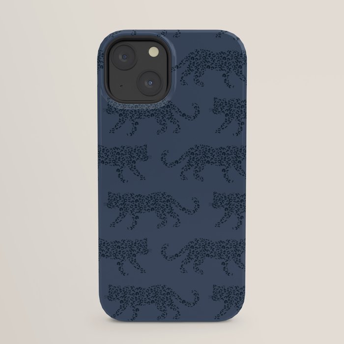Leopard Parade - Dark Navy on Denim Blue iPhone Case Gallery Image 21