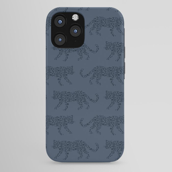 Leopard Parade - Dark Navy on Denim Blue iPhone Case Gallery Image 44
