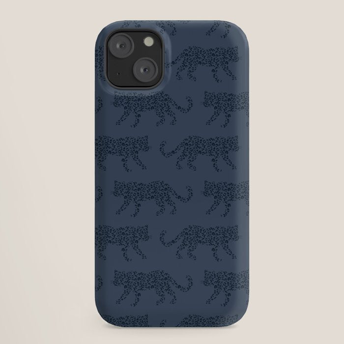 Leopard Parade - Dark Navy on Denim Blue iPhone Case Gallery Image 18