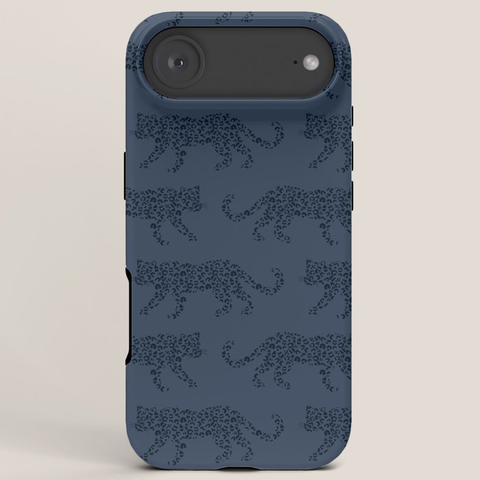 Leopard Parade - Dark Navy on Denim Blue iPhone Case Gallery Image 6