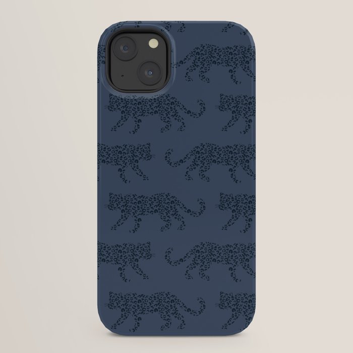 Leopard Parade - Dark Navy on Denim Blue iPhone Case Gallery Image 30
