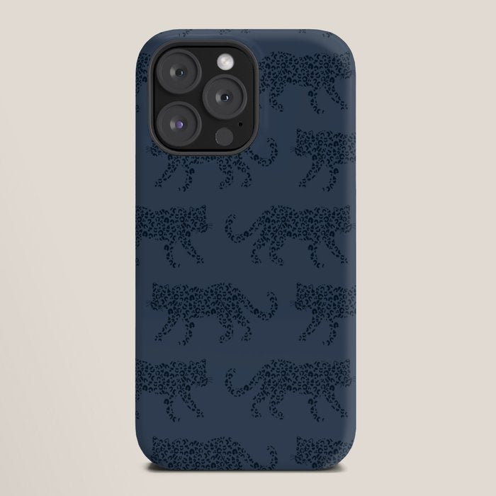 Leopard Parade - Dark Navy on Denim Blue iPhone Case Gallery Image 20