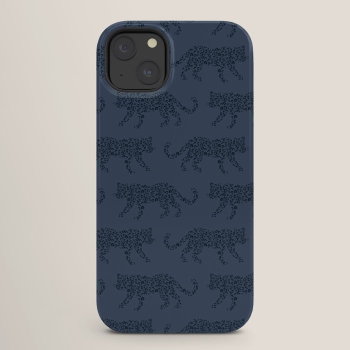 Leopard Parade - Dark Navy on Denim Blue iPhone Case Gallery Image 26