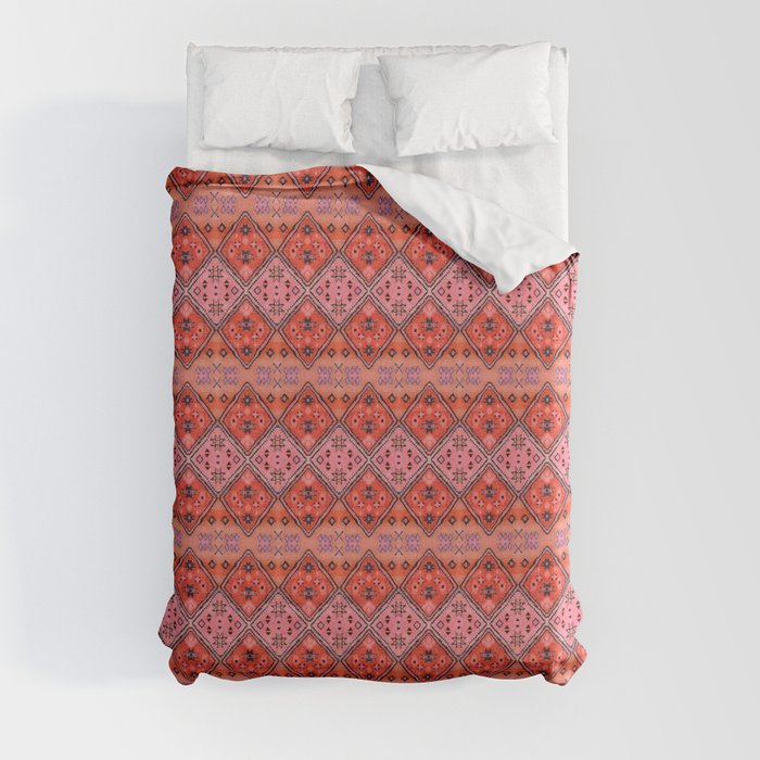 Bohemian Berber Orange Handmade Moroccan Fabric Texture Duvet Cover Gallery Image 3