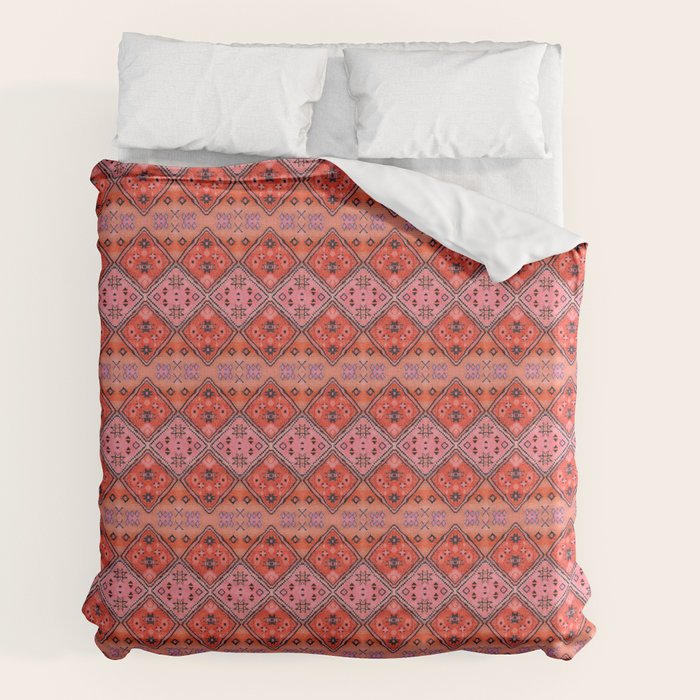 Bohemian Berber Orange Handmade Moroccan Fabric Texture Duvet Cover Gallery Image 7
