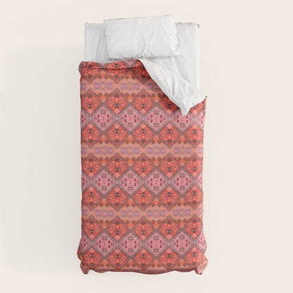 Bohemian Berber Orange Handmade Moroccan Fabric Texture Duvet Cover Gallery Image 10