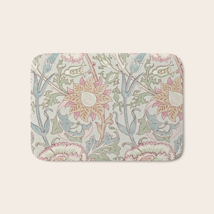 William Morris Vintage Pink and Rose Eggshell Blue Rose Pink Bath Mat Gallery Image 1