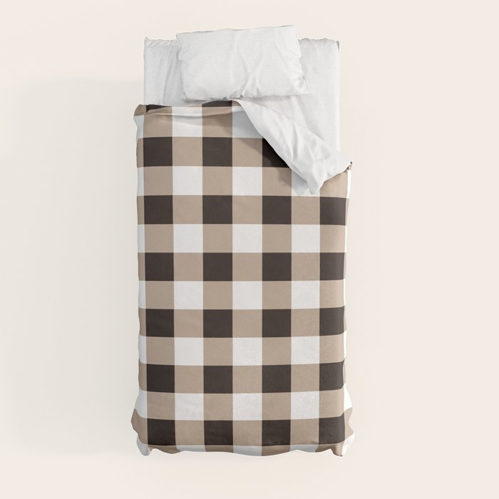 Gingham Large Tan Black White Duvet Cover Gallery Image 4