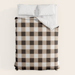 Gingham Large Tan Black White Comforter Gallery Image 1