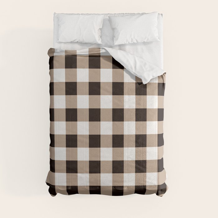 Gingham Large Tan Black White Comforter Gallery Image 3