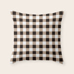 Gingham Large Tan Black White Throw Pillow Gallery Image 1