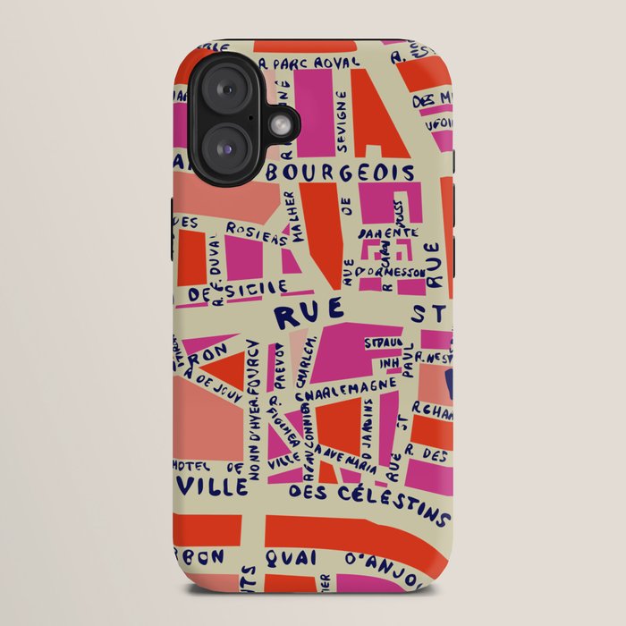 paris map pink iPhone Case Gallery Image 10