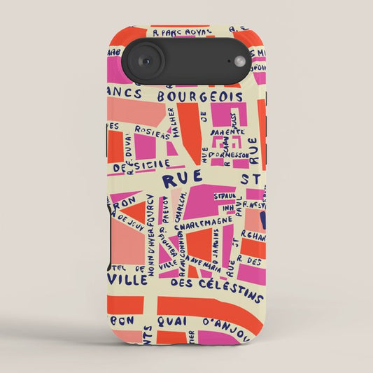 paris map pink iPhone Case Gallery Image 2