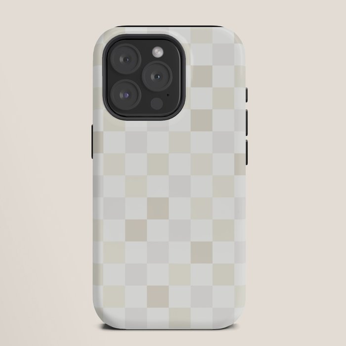 Checkerboard Check Pattern in Pale Light Neutral Beige White Tones iPhone Case Gallery Image 11