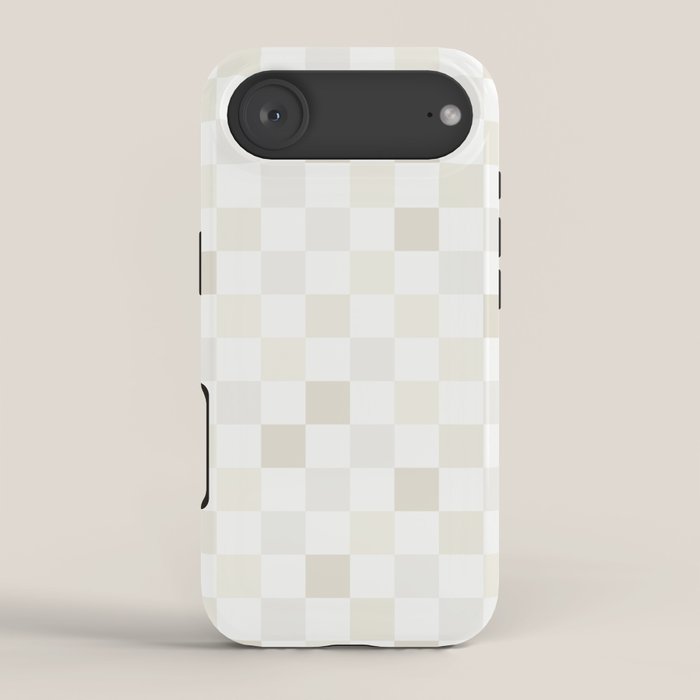Checkerboard Check Pattern in Pale Light Neutral Beige White Tones iPhone Case Gallery Image 2
