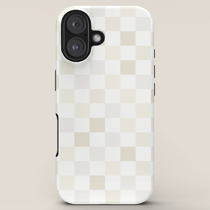 Checkerboard Check Pattern in Pale Light Neutral Beige White Tones iPhone Case Gallery Image 5
