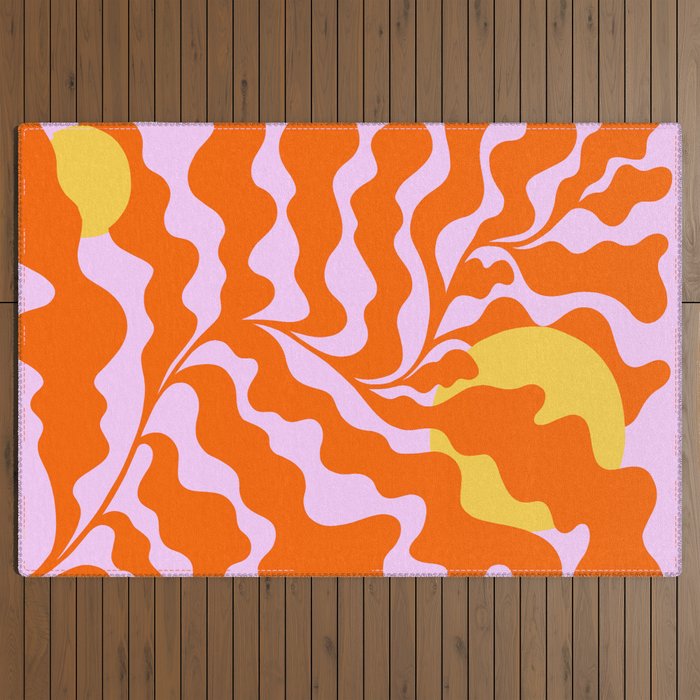Matisse cut-outs - Pink & Orange Leaf on Sun Outdoor Rug Gallery Image 3
