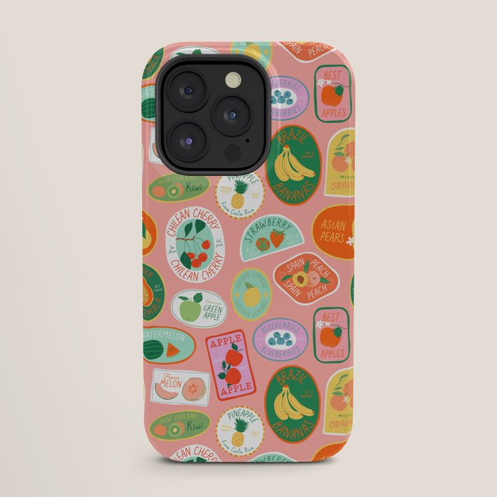 Vintage fruit sticker label cartoon pattern iPhone Case Gallery Image 27