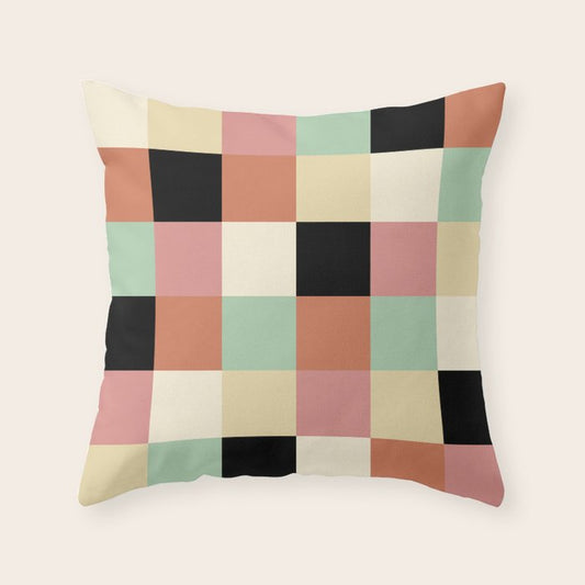 Bold Retro Checks Pattern - Large XXXIV Throw Pillow Gallery Image 1