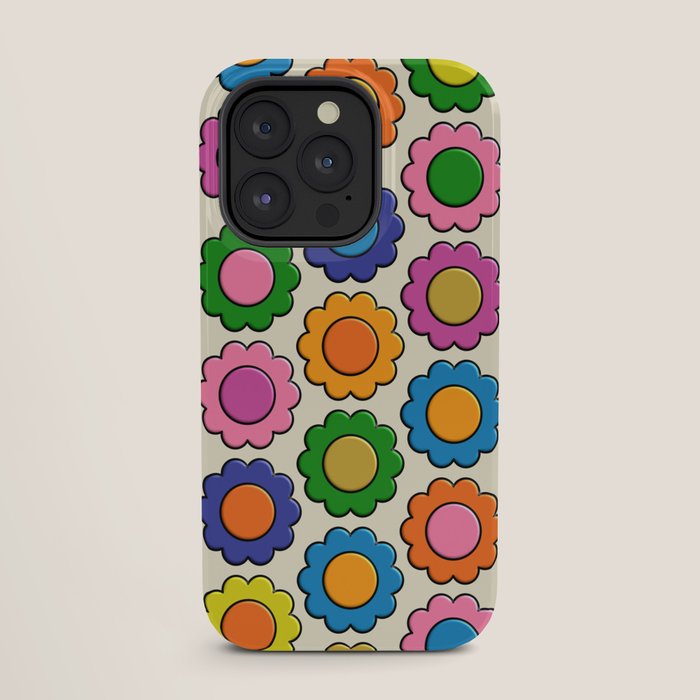 Colorful Flowers Happy Retro Plastic-Look Pattern iPhone Case Gallery Image 27