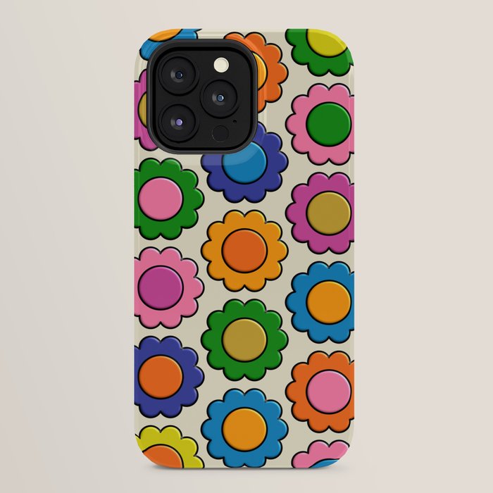 Colorful Flowers Happy Retro Plastic-Look Pattern iPhone Case Gallery Image 32