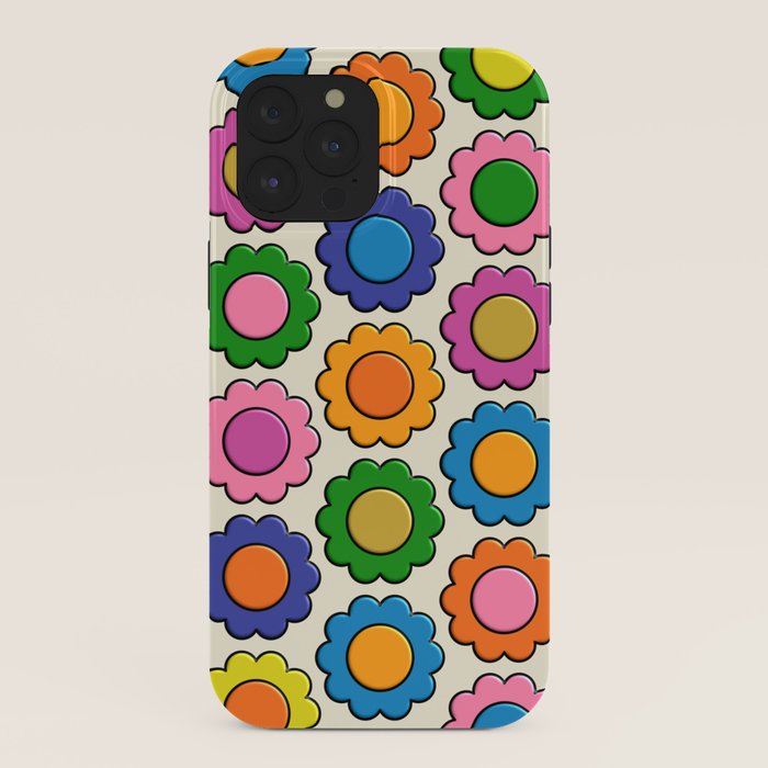 Colorful Flowers Happy Retro Plastic-Look Pattern iPhone Case Gallery Image 40
