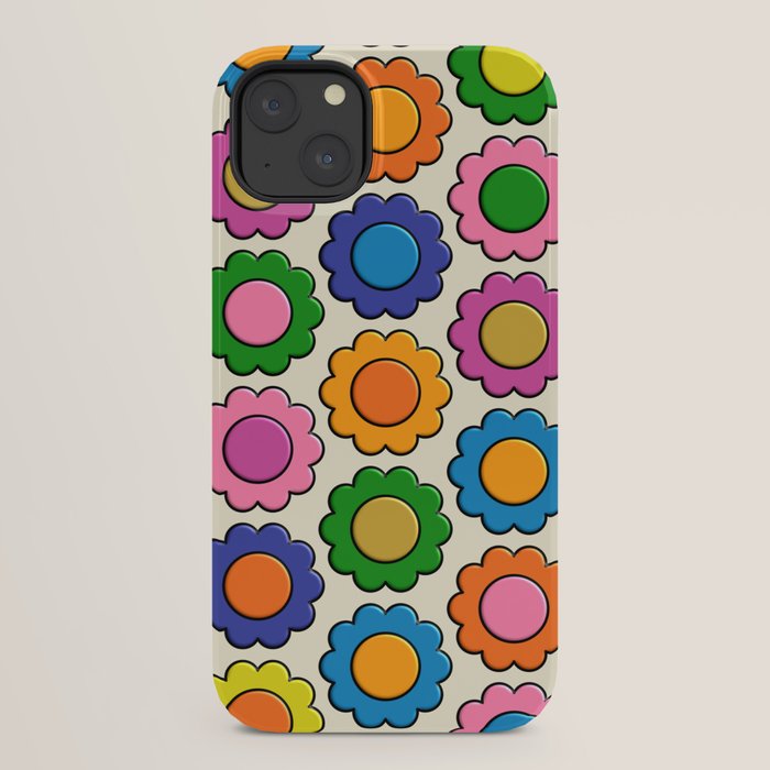 Colorful Flowers Happy Retro Plastic-Look Pattern iPhone Case Gallery Image 30