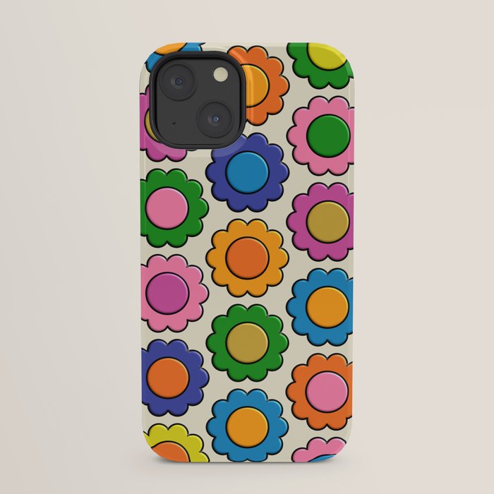 Colorful Flowers Happy Retro Plastic-Look Pattern iPhone Case Gallery Image 21