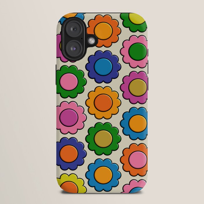 Colorful Flowers Happy Retro Plastic-Look Pattern iPhone Case Gallery Image 10
