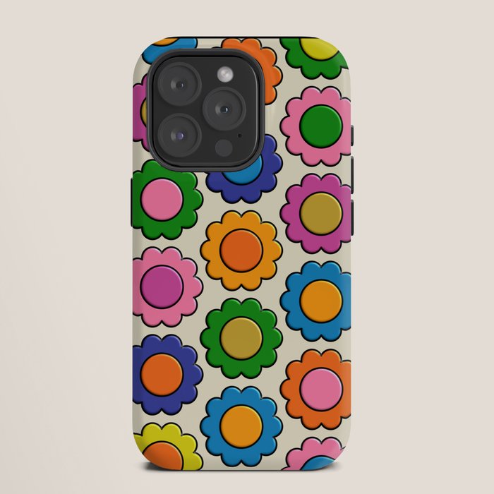 Colorful Flowers Happy Retro Plastic-Look Pattern iPhone Case Gallery Image 11